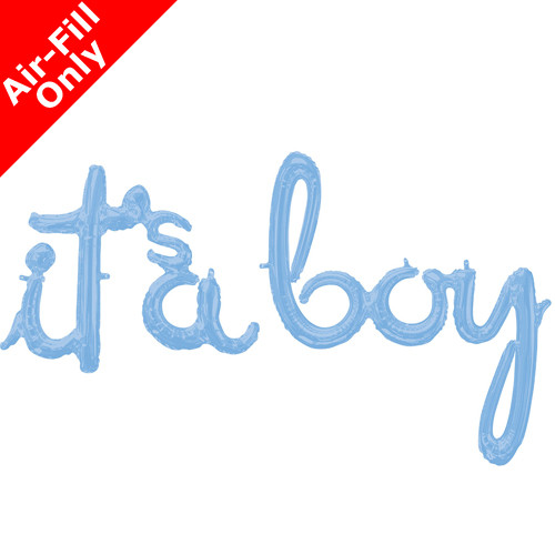 30 inch It's A Boy Pastel Blue Script Phrase Foil Balloons (1)