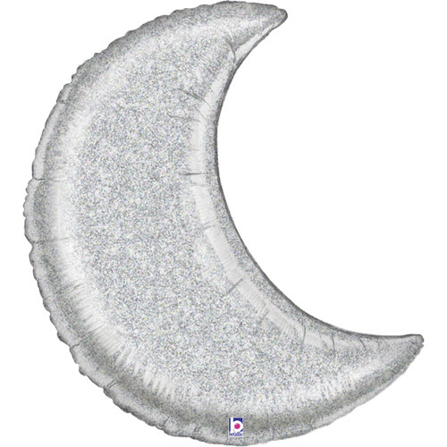 42 inch Silver Crescent Glitter Holographic Foil Balloon (1)