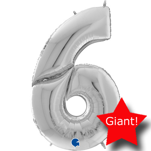 64 inch Silver Number 6 Foil Balloon (1)