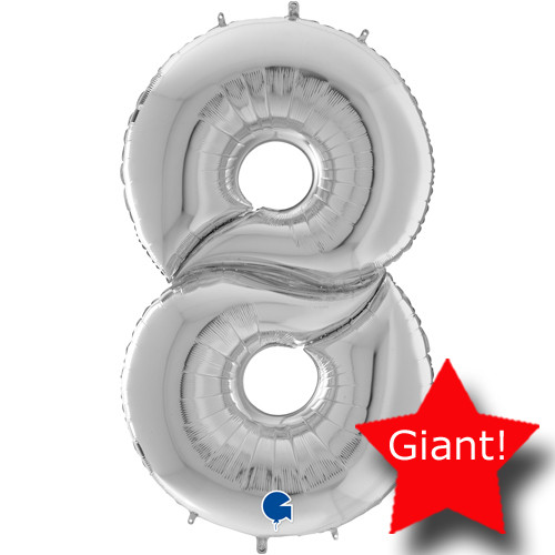 64 inch Silver Number 8 Foil Balloon (1)