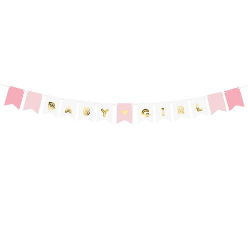 Baby Girl Pink Paper Pennant Garland - 1.75m (1)