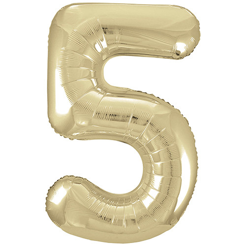 34 inch Unique White Gold Number 5 Foil Balloon (1)