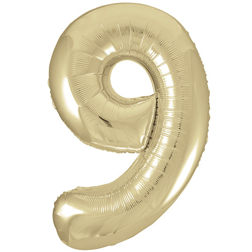 34 inch Unique White Gold Number 9 Foil Balloon (1)