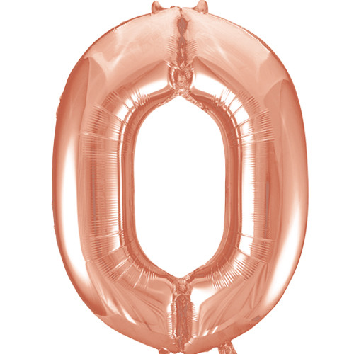 34 inch Unique Rose Gold Number 0 Foil Balloon (1)