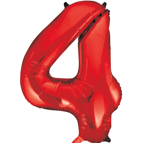 34 inch Unique Red Number 4 Foil Balloon (1)