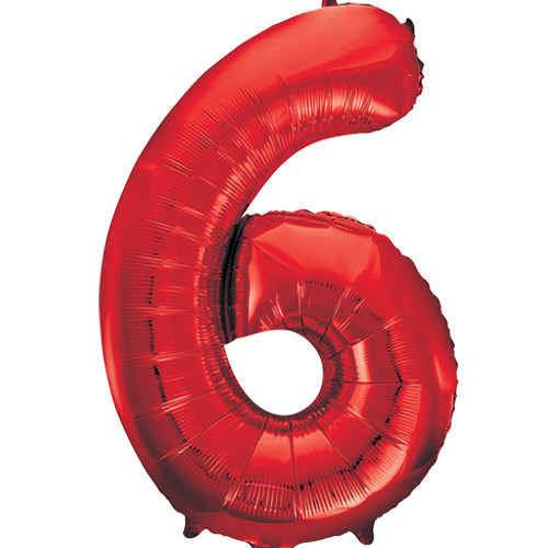 34 inch Unique Red Number 6 Foil Balloon (1)