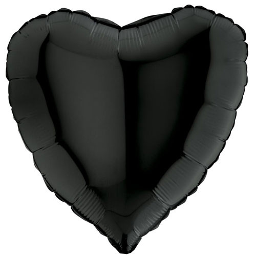 18" Black Heart Foil Balloon (1) - UNPACKAGED