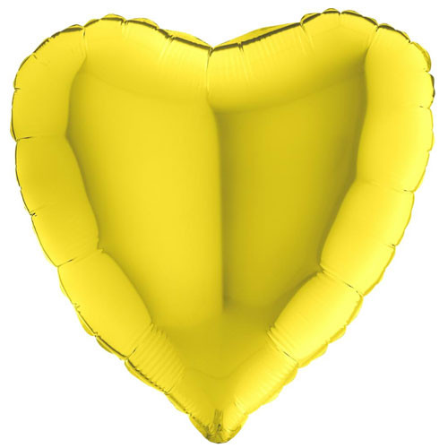 18" Yellow Heart Foil Balloon (1) - UNPACKAGED