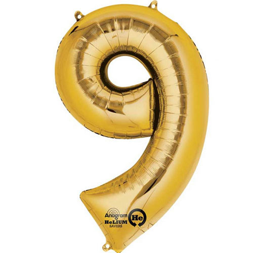 34 inch Anagram Gold Number 9 Foil Balloon (1)