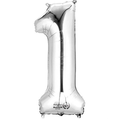 34 inch Anagram Silver Number 1 Foil Balloon (1)