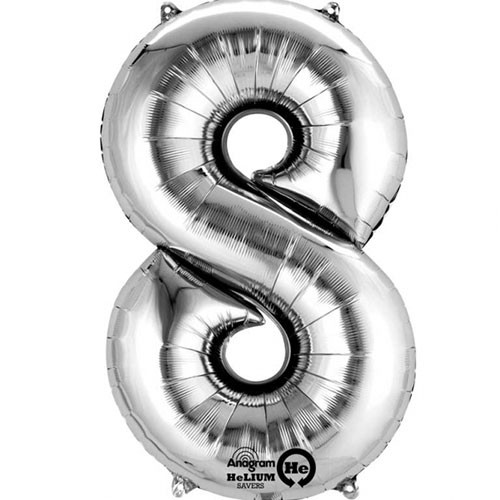 34 inch Anagram Silver Number 8 Foil Balloon (1)