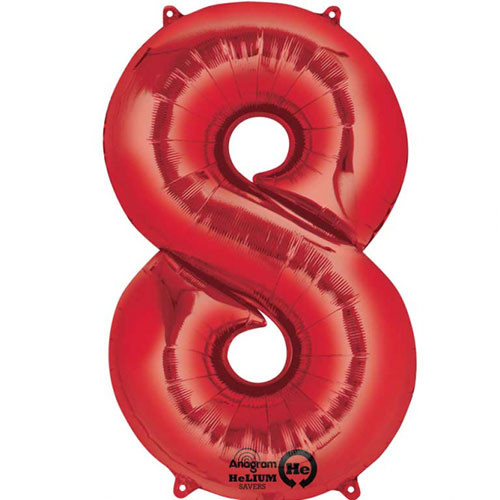 34 inch Anagram Red Number 8 Foil Balloon (1)