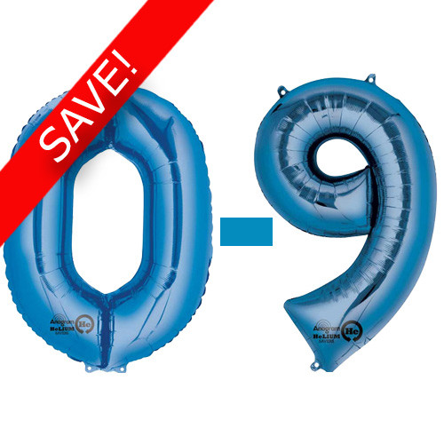 34 inch Anagram Blue Numbers Starter Kit - 36 Balloons