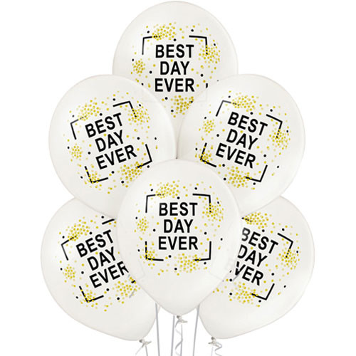 12 inch Best Day Ever Metallic Latex Balloons (6)