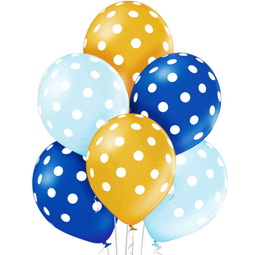 12 inch Polka Dots Boy Assorted Latex Balloons (6)
