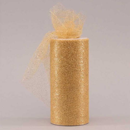 Gold Glitter Tulle - 150mm x 23m (1)