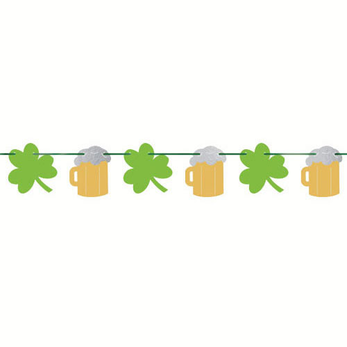 Beer & Shamrock Foil Banner - 3.65m (1)