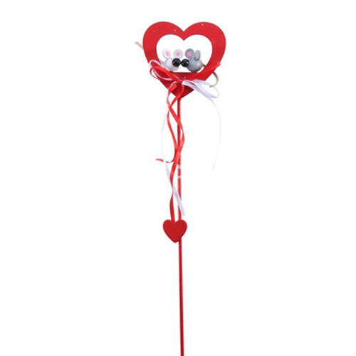 Mice Heart Red Wooden Picks - 50cm (10)