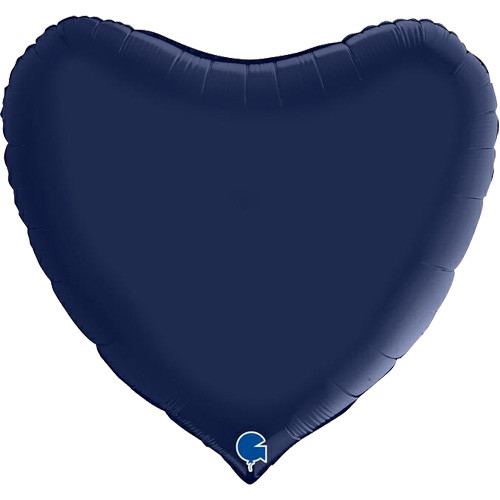 36" Navy Blue Satin Heart Foil Balloon (1)