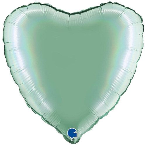 18" Platinum Tiffany Blue Heart Foil Balloon (1) - UNPACKAGED