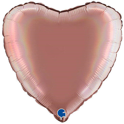 18" Platinum Rosé Heart Foil Balloon (1) - UNPACKAGED