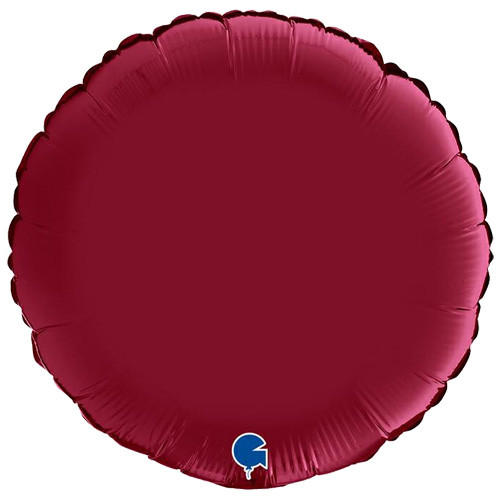 18" Cherry Red Satin Round Foil Balloon (1) - UNPACKAGED