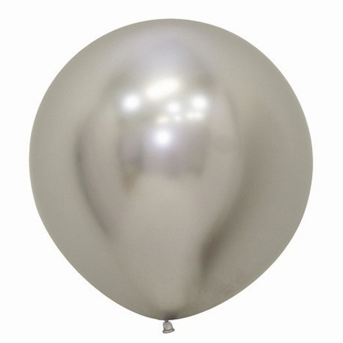 24" Reflex Silver Sempertex Latex Balloons (3)