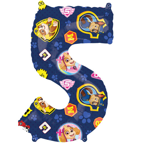 26 inch Paw Patrol Number 5 Supershape Foil Balloon (1)