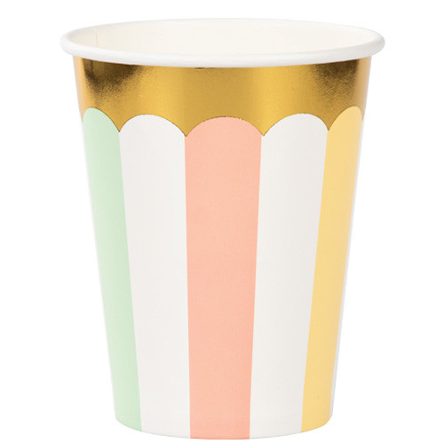 Pastel Striped Scalloped Paper Cups (8)