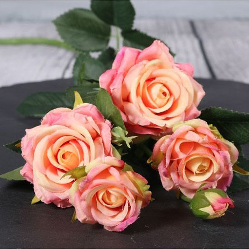 70cm Peach Camelot Rose Spray (1)