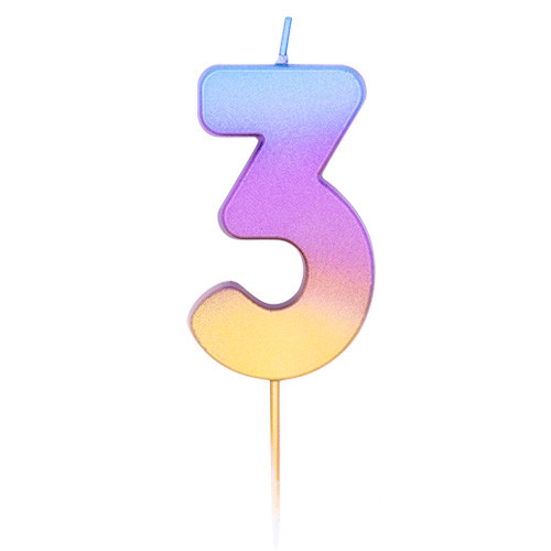 Age Three Rainbow Ombre Candle (1)