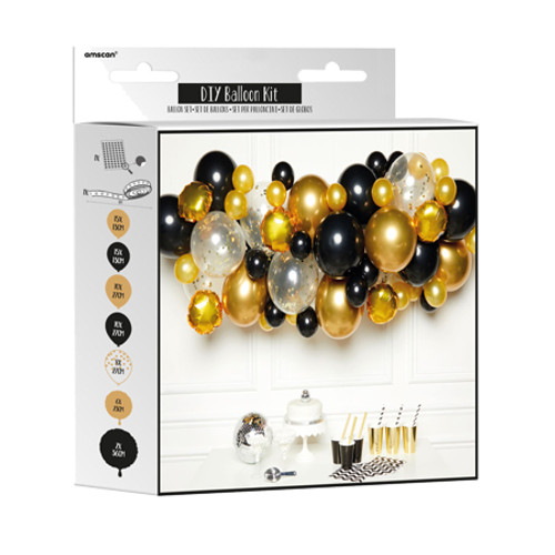 Black Gold & Silver Garland DIY Balloon Kit (1)