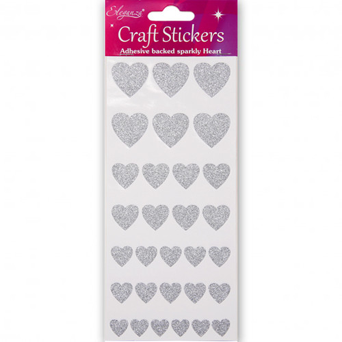 Heart Silver Glitter Craft Stickers (1)