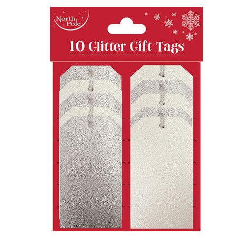 Silver & Iridescent Glitter Gift Tags (10)