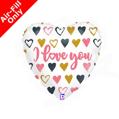 9 inch I Love You Rose Gold Glittergraphic Foil Balloon (1) - UNPACKAGED