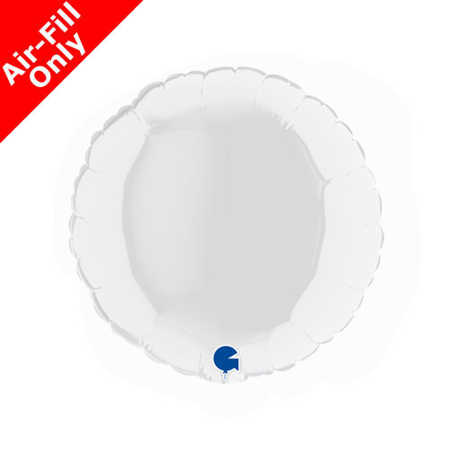 9" White Round Foil Balloon (1) - UNPACKAGED