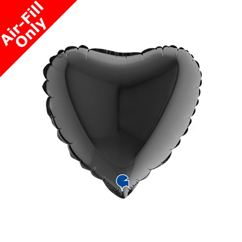 9" Black Heart Foil Balloon (1) - UNPACKAGED