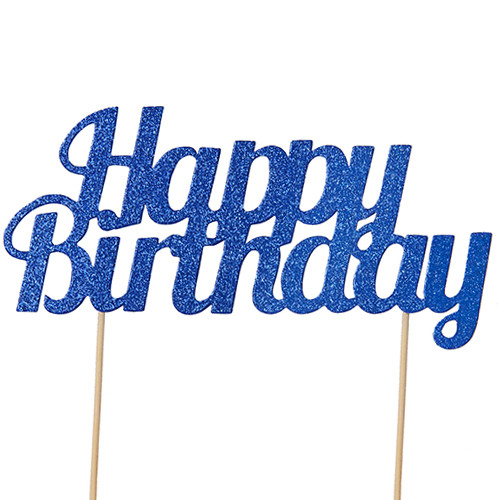 Happy Birthday Blue Glitter Cake Topper (1)