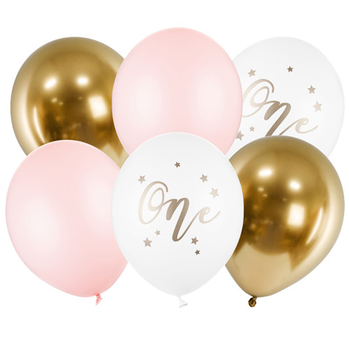 12 inch Pastel Pink One Assorted Latex Balloons (6)