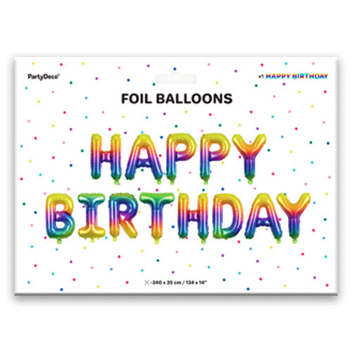 14 inch Happy Birthday Rainbow Foil Letter Balloon Pack (1)