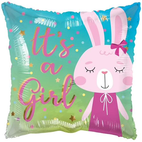 18 inch It's A Girl Rabbit Eco Foil Balloon (1)