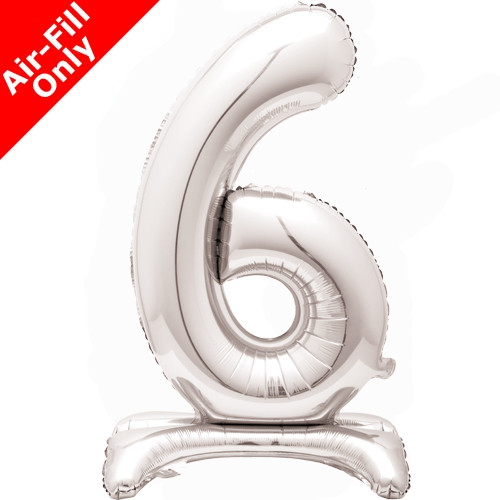 30 inch Unique Silver Number 6 Standing Foil Balloon (1)