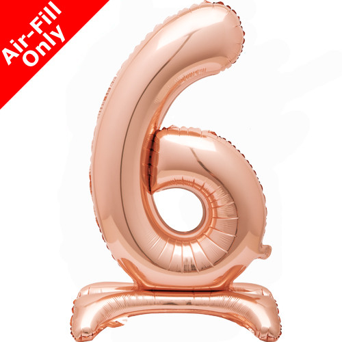 30 inch Unique Rose Gold Number 6 Standing Foil Balloon (1)