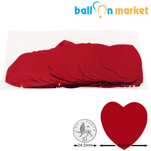 55mm Metallic Red Heart Foil Confetti (50g)