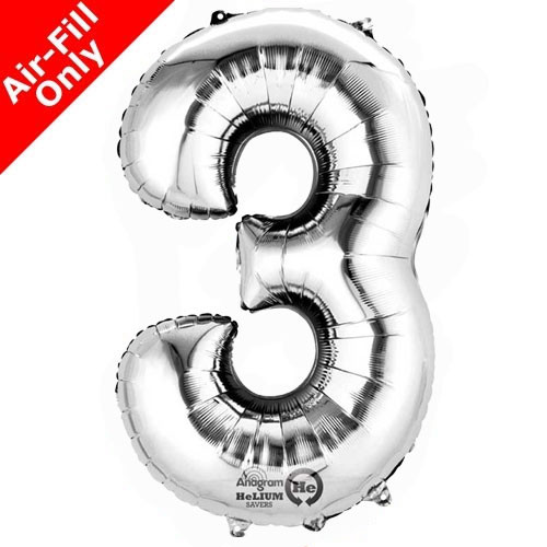 16 inch Anagram Silver Number 3 Foil Balloon (1)