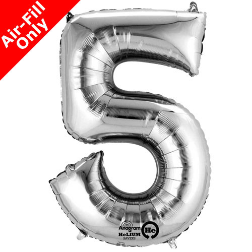 16 inch Anagram Silver Number 5 Foil Balloon (1)