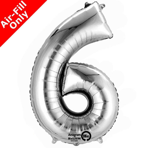 16 inch Anagram Silver Number 6 Foil Balloon (1)