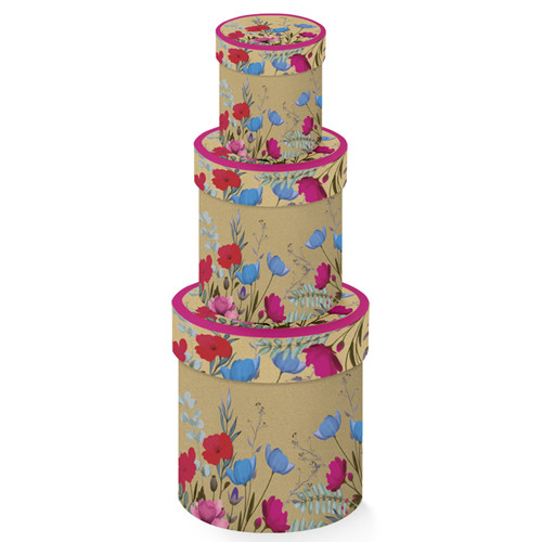 Floral Kraft Round Gift Boxes (3)