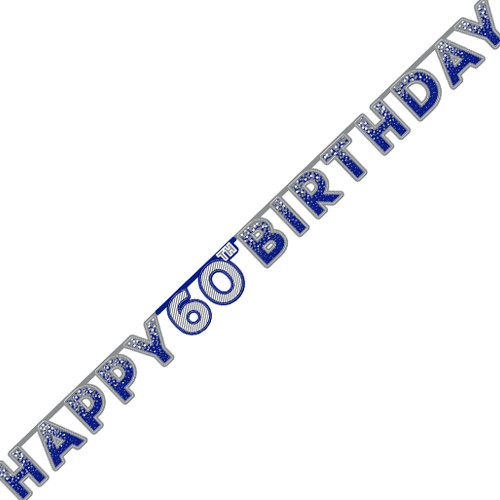 Happy 60th Birthday Blue Holographic Letter Banner - 2.2m (1)