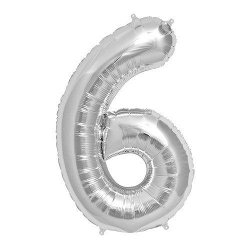25 inch Silver Number 6 Foil Balloon (1)